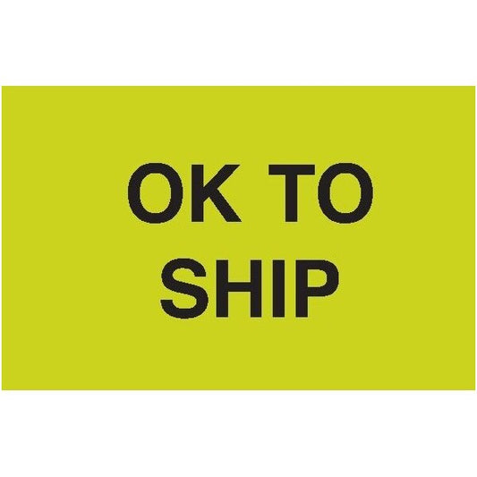 Label, DL3209, OK TO SHIP, 3" X 5"