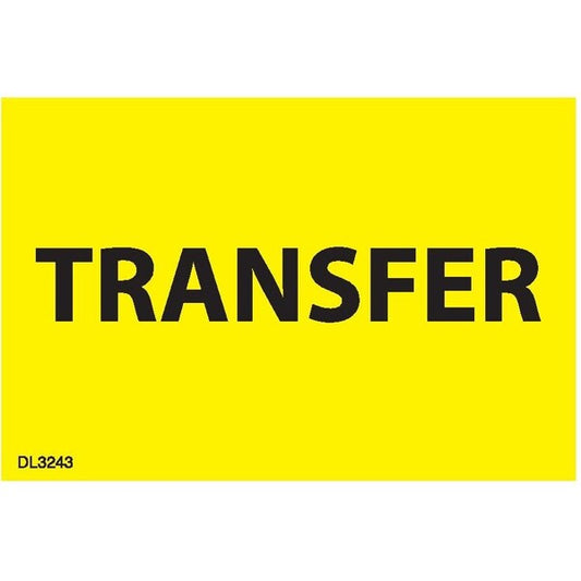 Label, DL3243, TRANSFER, 2" X 3"