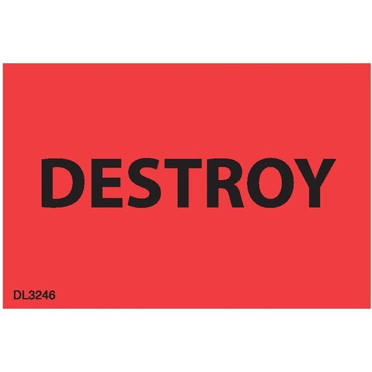 Label, DL3246, DESTROY, 2" X 3"