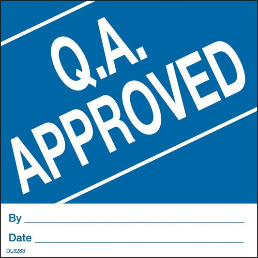 Label, DL3283, Q.A. APPROVED, 4" X 4"