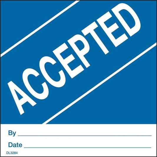 Label, DL3284, ACCEPTED, 4" X 4"