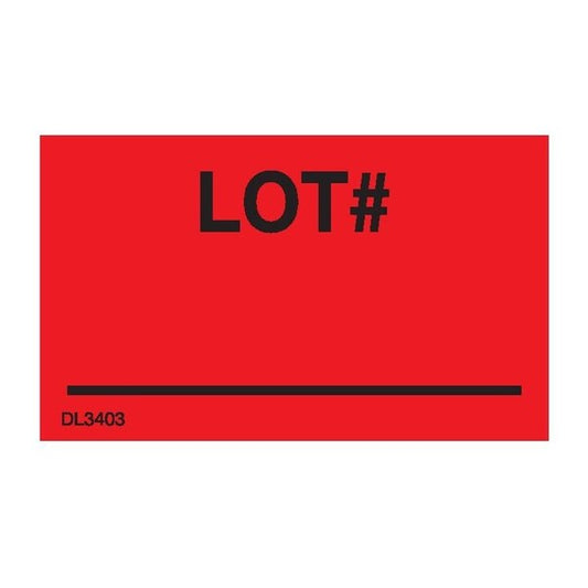 Label, DL3403, LOT #, 1-3/8" X 2"