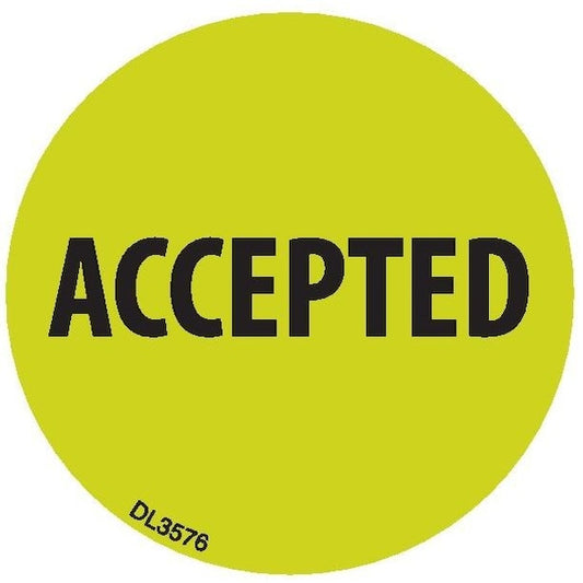 Label, DL3576, ACCEPTED, 2"