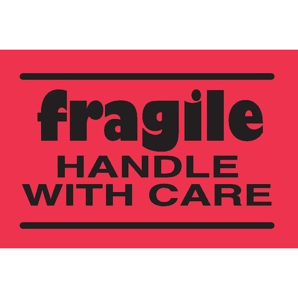 Label, DL3601, FRAGILE HANDLE WITH CARE, 2" X 3"