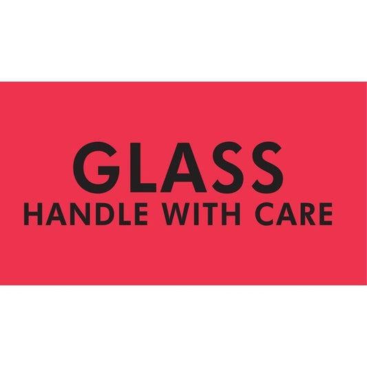 Label, DL3621, GLASS HANDLE WITH CARE, 2" X 3"