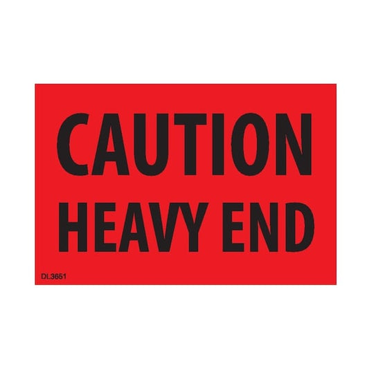 Label, DL3651, CAUTION HEAVY END, 2" X 3"