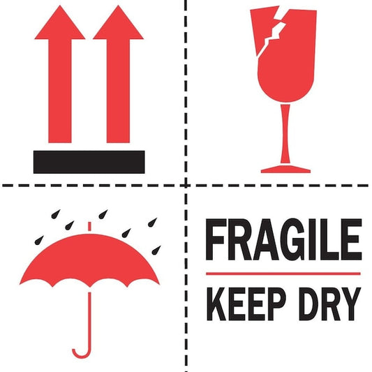 Label, DL4430, FRAGILE KEEP DRY, 6" X 6"