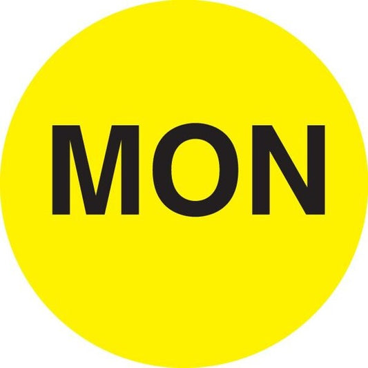 Label, DL6501, DAYS OF WEEK - MON, 1" DIAMETER