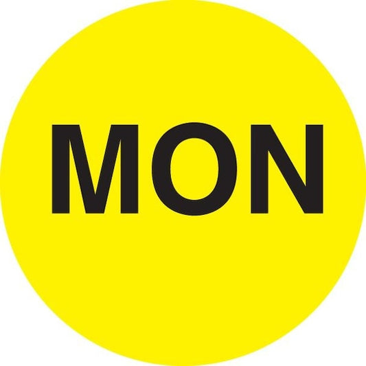 Label, DL6502, DAYS OF WEEK - MON, 2" DIAMETER