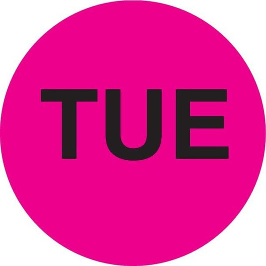 Label, DL6511, DAYS OF WEEK - TUE, 1" DIAMETER
