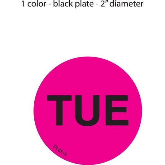 Label, DL6512, DAYS OF WEEK - TUE, 2" DIAMETER