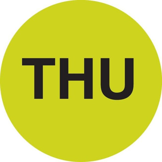 Label, DL6531, DAYS OF WEEK - THU, 1" DIAMETER