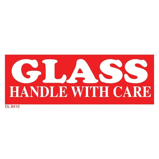 Label, DL8410, GLASS HANDLE WITH CARE, 1-1/2" X 4"