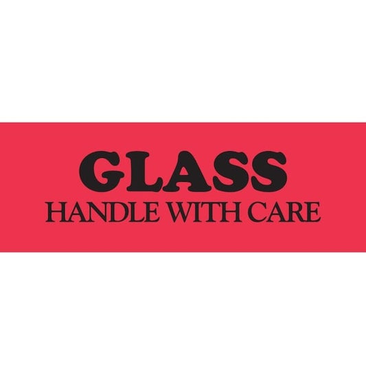 Label, DL8411, GLASS HANDLE WITH CARE, 1-1/2" X 4"