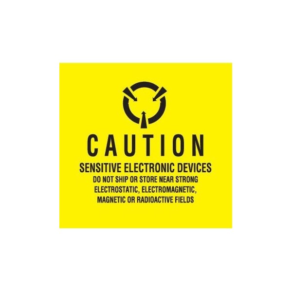 Label, DL9090, CAUTION SENSITIVE ELECTRONIC DEVICES, 2" X 2"