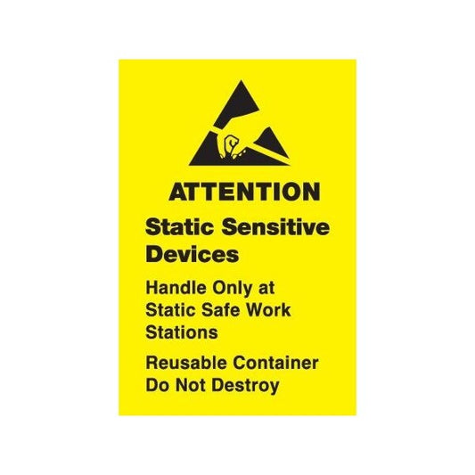 Label, DL9130, ATTENTION STATIC SENSITIVE DEVICES, 1" X 1-1/2"
