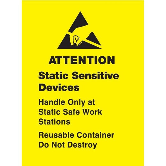 Label, DL9140, ATTENTION STATIC SENSITIVE DEVICES, 1-3/4" X 2-1/2"