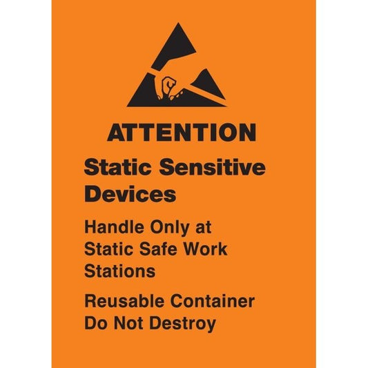 Label, ATTENTION STATIC SENSITIVE DEVICES - REMOVABLE ADHESIVE, 4"X4"