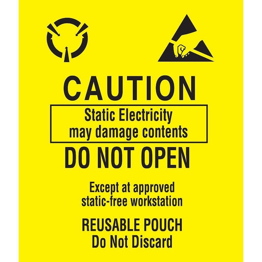 Label, DL9160, CAUTION STATIC ELECTRICITY, 3-1/2" X 3"