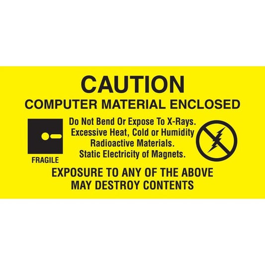 Label, DL9191, CAUTION COMPUTER MATERIAL ENCLOSED, 1-1/2" X 3"