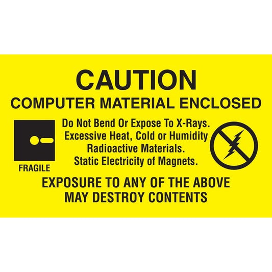 Label, DL9201, CAUTION COMPUTER MATERIAL ENCLOSED, 3" X 5"