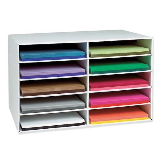 Classroom Keepers® 12 x 18 Construction Paper Storage, 10-Slot, White