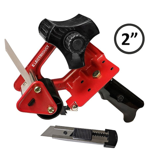 Heavy Duty Metal Packing Tape Gun w/ Built-In Utility Knife- 2"- Red