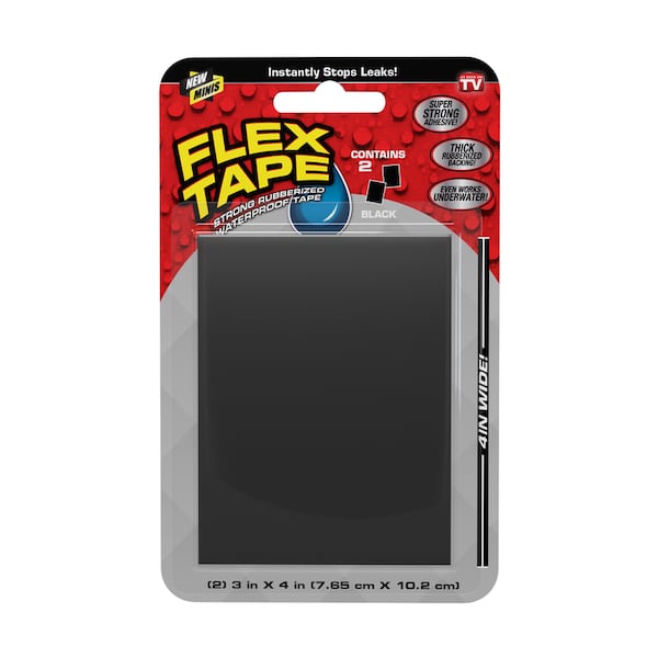 Flex Seal Family of Products Flex Tape MINI 3 in. W X 4 in. L Black Waterproof Repair Tape