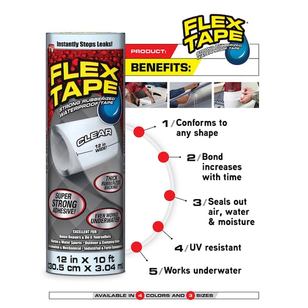 Flex Seal Family of Products Flex Tape 8 in. W X 5 ft. L Black Waterproof Repair Tape