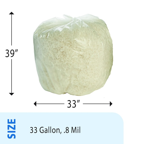 LLDPE ProPerformance Coreless Bags 33 Gallon Bags Case of 125 bags, 125PK