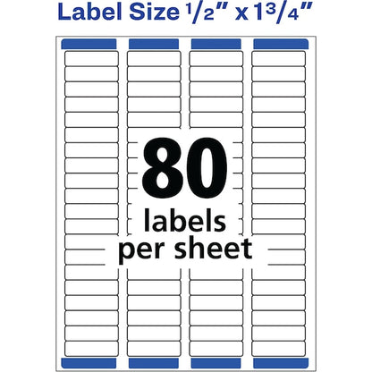 Easy Peel Wht Address Labels w/Sure Feed, Laser, 0.5x1.75, Wht, PK8000