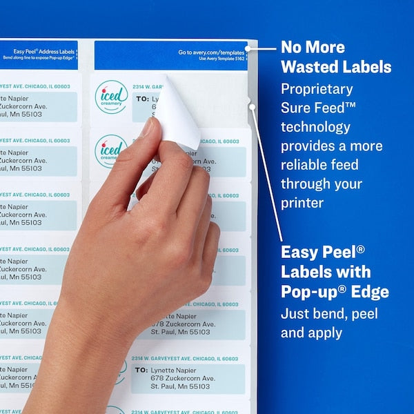 Easy Peel White Address Labels, Inkjet Printers, 1 x 4, White, PK500