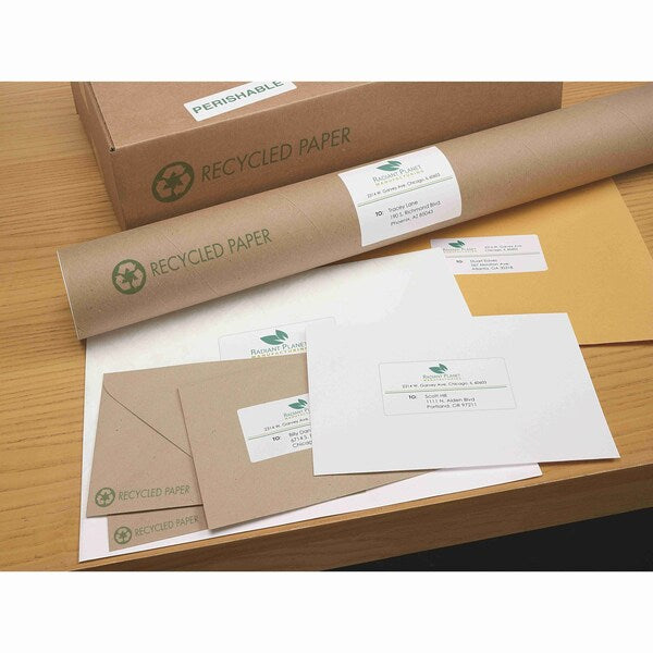 EcoFriendly Mailing Label, Inkjet/Laser Printers, 0.5x1.75, Wht, PK800