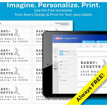 Glossy Clear Easy Peel Mailing Labels, Inkjet/Laser, 0.66x1.75, PK600