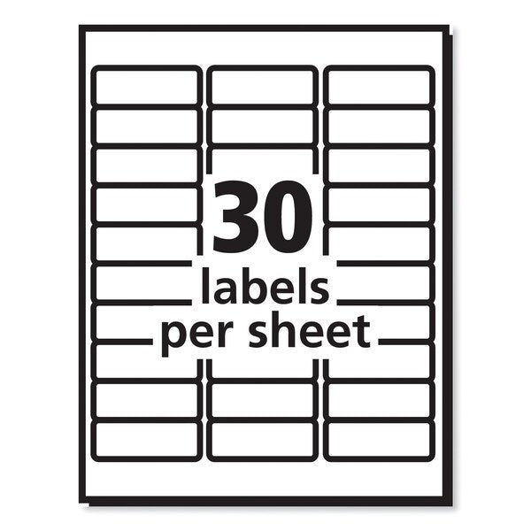 Labels, Laser Printers, 1 x 2.63, White, PK3000