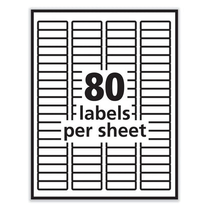 Labels, Inkjet/Laser Printers, 0.5 x 1.75, White, PK8000