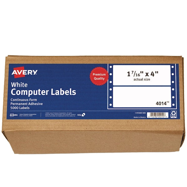 Dot Matrix Mailing Labels, White, PK5000
