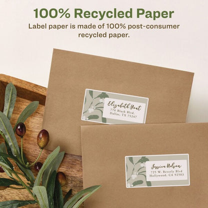 EcoFriendly Mailing Labels, Inkjet/Laser Printers, 2 x 4, White, PK250