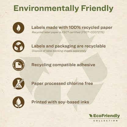 EcoFriendly Mailing Labels, Inkjet/Laser Printers, 2 x 4, White, PK250