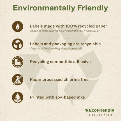EcoFriendly Mailing Label, Inkjet/Laser Printers, 0.5x1.75, Wht, PK800