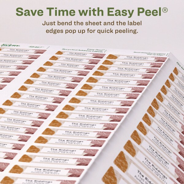 EcoFriendly Mailing Label, Inkjet/Laser Printers, 0.5x1.75, Wht, PK800