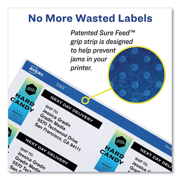 Shipping Labels w/TrueBlock Tech, Laser Printers, 3.33x4, White, PK600