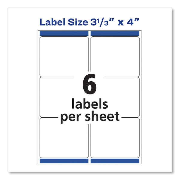 Shipping Labels w/TrueBlock Tech, Laser Printers, 3.33x4, White, PK600