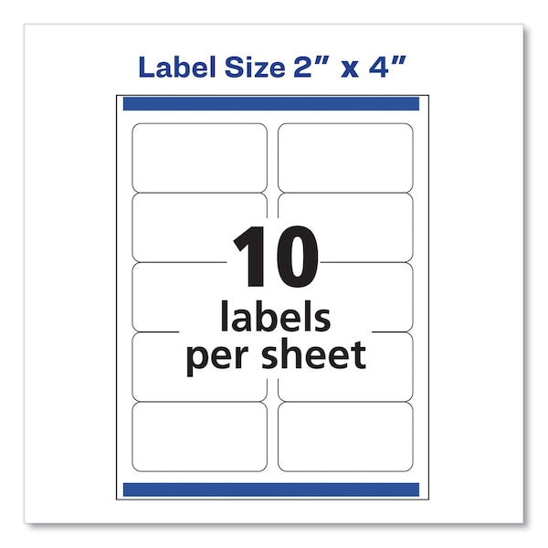 Shipping Labels w/TrueBlock, Laser Printers, 2 x 4, White, PK250