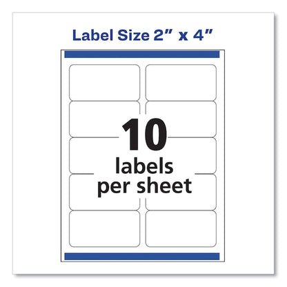 Shipping Labels w/TrueBlock, Laser Printers, 2 x 4, White, PK250