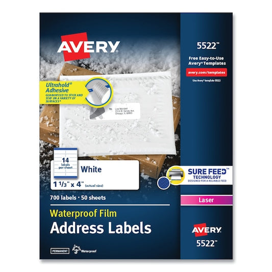 Address Labels w/TrueBlock and Sure Feed, Laser, 1.33x4, White, PK700