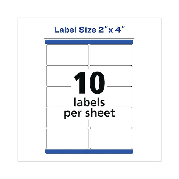 Waterproof Shipping Label w/TrueBlock/Sure Feed, Laser, 2x4, Wt, PK500