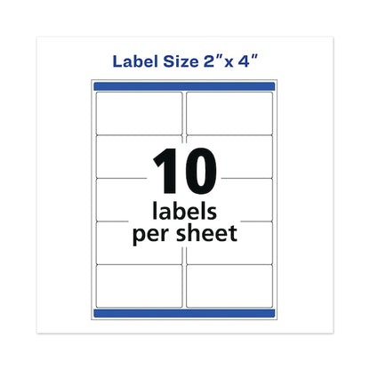 Waterproof Shipping Label w/TrueBlock/Sure Feed, Laser, 2x4, Wt, PK500