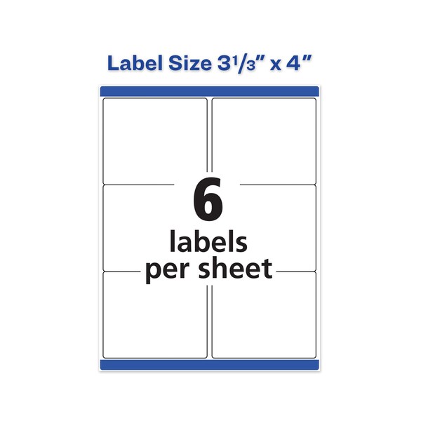Shipping Labels w/TrueBlock and Sure Feed, Laser, 3.33x4, White, PK300