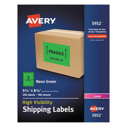 5-1/2" x 8-1/2" Neon Shipping Labels, Pk100